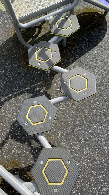Hexagonal steps on a playground