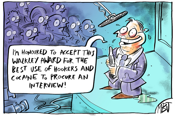 A happy sweating pist himself on stage in front of microphones cameras Taylor Auerbach wins the greytest:
"I'M HONOURED TO ACCEPT THIS WALKLEY AWARD FOR THE BEST USE OF HOOKERS AND COCAINE TO PROCURE AN INTERVIEW!"