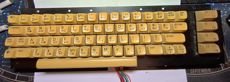 C64 keyboard before cleaning & retrobrighting
