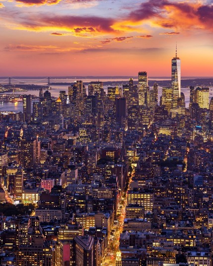 Golden hour in New York City, United States