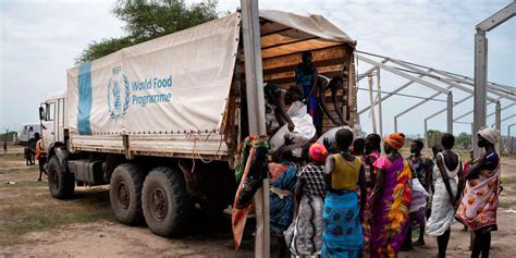 Photo: AFP
--
Women unload bags of sorghum from a WFP truck in Gumuruk, South Sudan. Almost eight million people in South Sudan are at risk of hunger, the United Nations warned in a report on November 3, 2022.