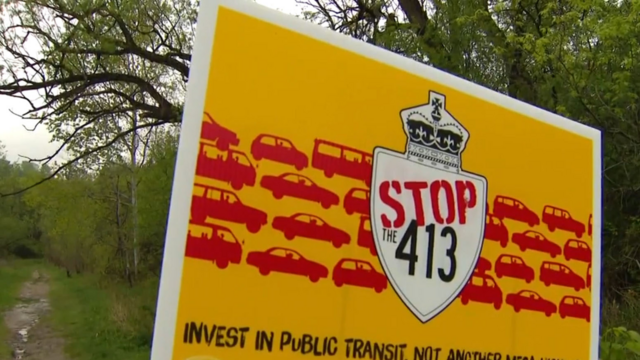 Sign protesting the building of Highway 413 is seen in this undated photo. CITYNEWS 