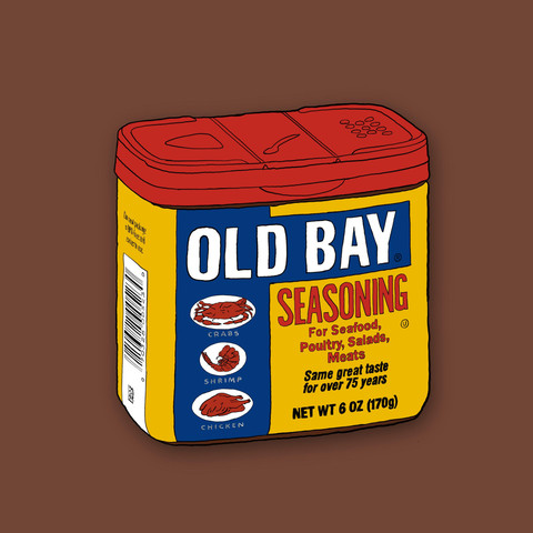 A sketch (done in Procreate) of an Old Bay container.