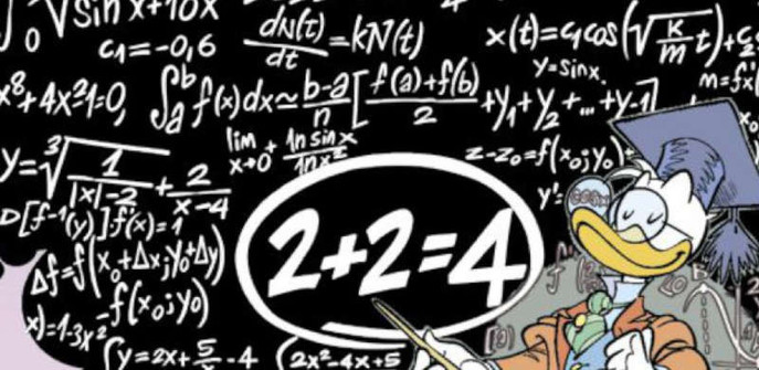 Una vignetta della storia, quella in cui campeggia l'operazione matematica 2 + 2 = 4