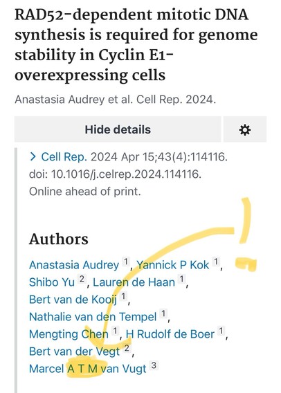 Picture showing authors of a research paper. The senior author has initals ATM