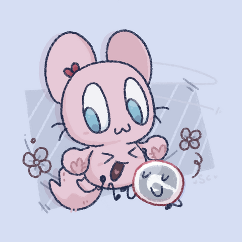 my sona cat plush being lift by my boyfriend's sona uga logo, has a mostly plain blue background with a section that has stripes and some flowers pattens dotted around.