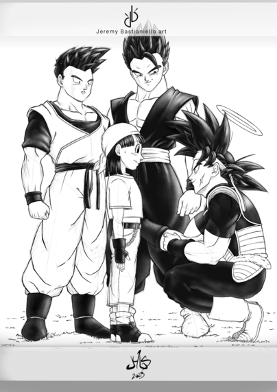 Dragon ball dgital fan art illustration Bardock Gohan gotten pan