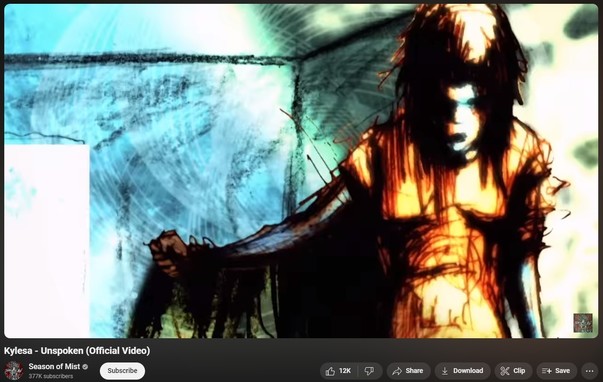 screen capture of a video for the Kylesa song Unspoken, illustration by Tyson Schroeder of Kansas City Missouri. 