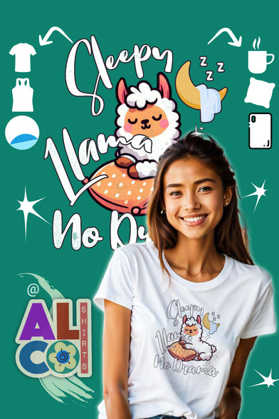 A cute llama sleeping on a pillow and enjoying, relaxing. This cute llama design is perfect for all those into llamas, alpacas, sleeping and feeling lazy people for those loving cute animals pajamas.