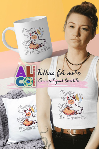A cute mug with llama sleeping on a pillow and enjoying, relaxing. This cute llama design is perfect for all those into llamas, alpacas, sleeping and feeling lazy people for those loving cute animals pajamas.