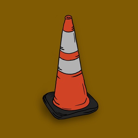 A sketch of a traffic cone.