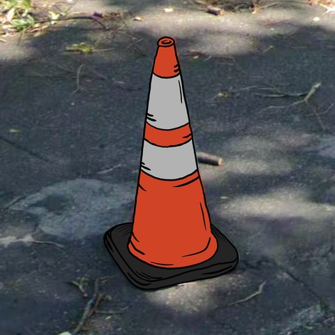 A sketch of a traffic cone.