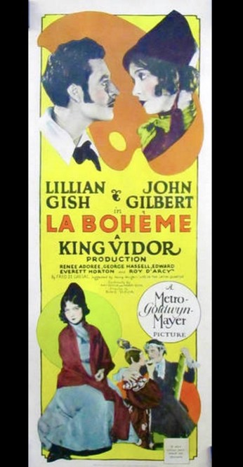 Four posters for the 1926 silent historical drama “La Bohème”. Two are from The USA, One is from France  and One is from Belgium.