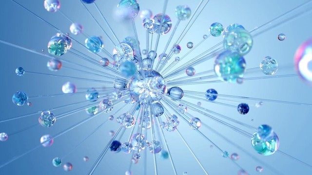 Imagen abstracta que representa una red de esferas con una esfera central de mayor tamaño. Fuente: Google Deepmind.