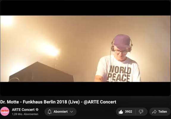 Screenshot YouTube: Dr. Motte at Funkhaus Berlin 2018 (Live) ARTE Concert