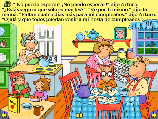 La escena inicial de El cumpleaños de Arturo en versión original.