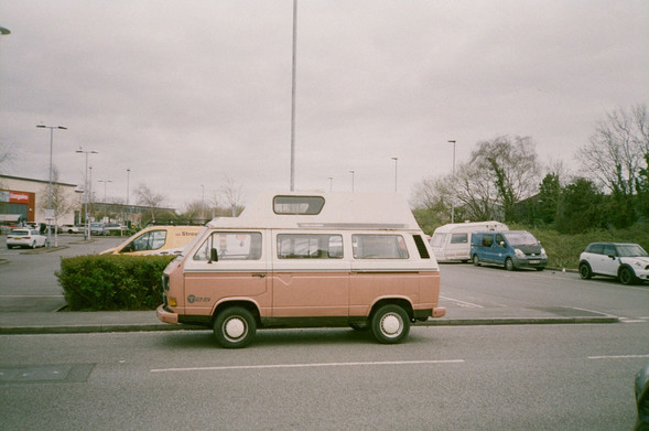 a white & brown van
