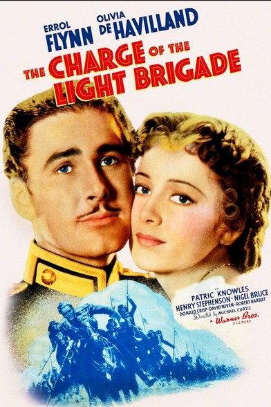 Poster from the 1936 film "Charge of the Light Brigade," starring Errol Flynn and Olivia de Havilland.