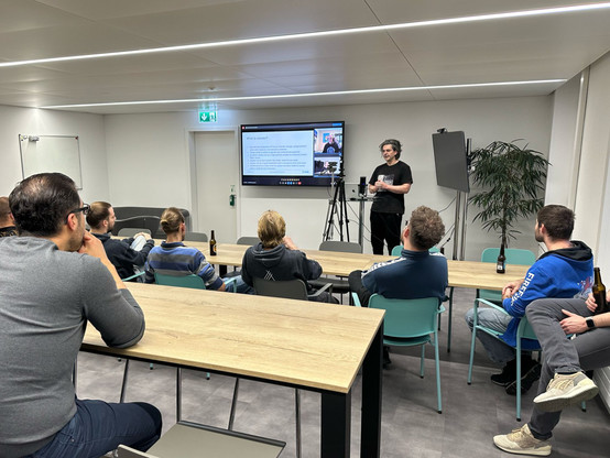 A picture showing the audience at our last TechTalkThursday #19 that took place in February in our office in Zurich