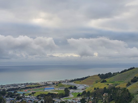 A view in the other direction, down the hill to the ocean.
