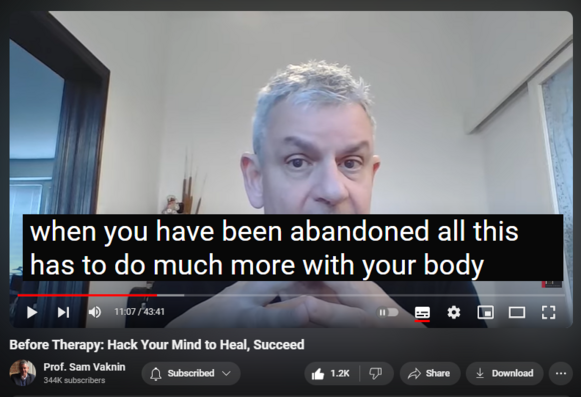 https://www.youtube.com/watch?v=0r4R-YCRguo
Before Therapy: Hack Your Mind to Heal, Succeed

13,084 views  24 Apr 2024  Life's Wisdom
There is a lot you can do before you resort to therapy. Your mind is a hackable device.

WATCH Take These 4 Steps BEFORE Therapy for Narcissistic Abuse (with Daria Zukowska Clinical Psychologist)   

 • Take These 4 Steps BEFORE Therapy for...
