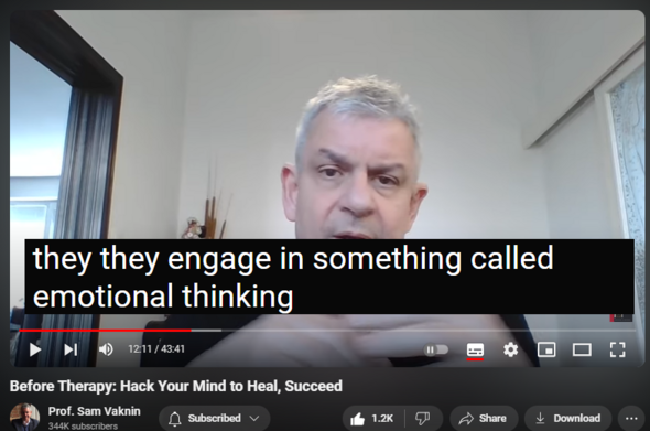 https://www.youtube.com/watch?v=0r4R-YCRguo
Before Therapy: Hack Your Mind to Heal, Succeed
13,084 views  24 Apr 2024  Life's Wisdom
There is a lot you can do before you resort to therapy. Your mind is a hackable device.

WATCH Take These 4 Steps BEFORE Therapy for Narcissistic Abuse (with Daria Zukowska Clinical Psychologist)   

 • Take These 4 Steps BEFORE Therapy for...