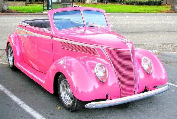 Pink classic car