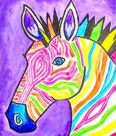 Multi colored whimsical zebra 