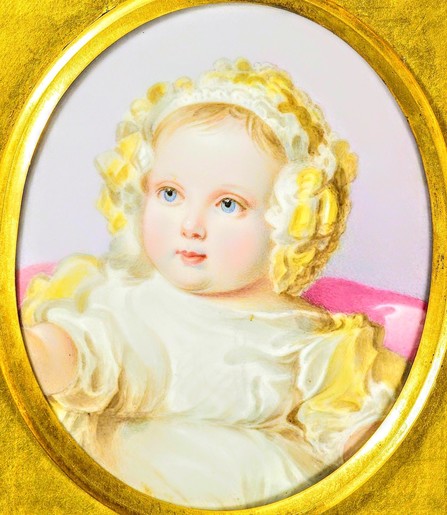 Victorian baby picture in oval frame 