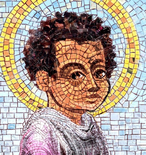 Mosaic of Christ child with halo