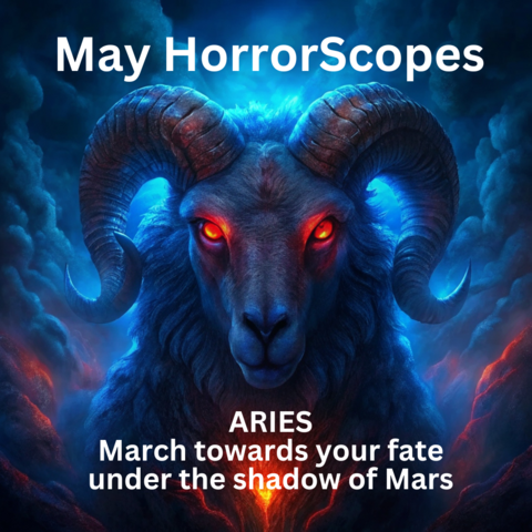 The fiery ram representing Aries in our May Horrorscopes