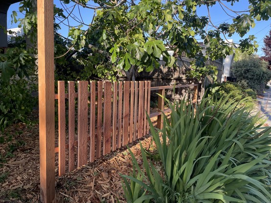 Fence boards nailed to rails 
