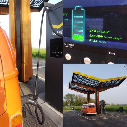 Retrofit electric VW van at the Fastned fast charger