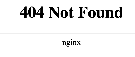 404 Not Found | nginx - simple white background and black text