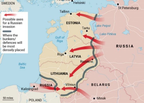 Map of European defences and likely avenues of attack 