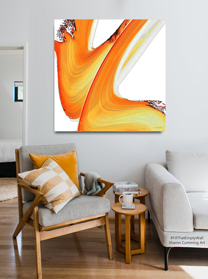 Orange and white fire painting by artist and poet Sharon Cummings.  Haiku in post.