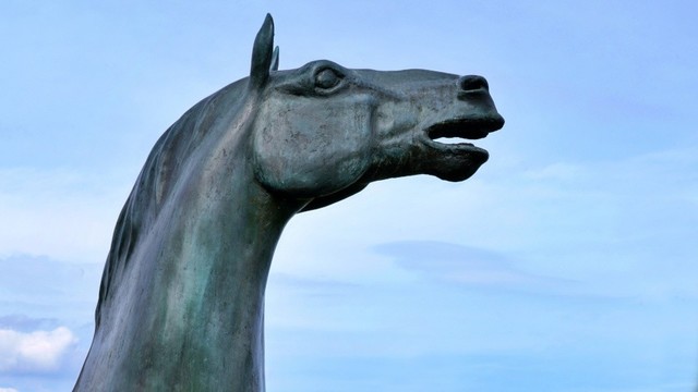 Statue of a horse head.
