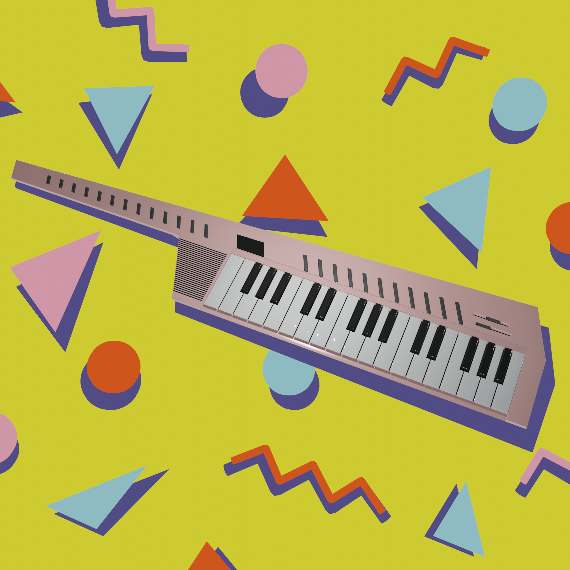 A 3D model of a keytar