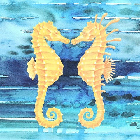 Two sea horses kissing 