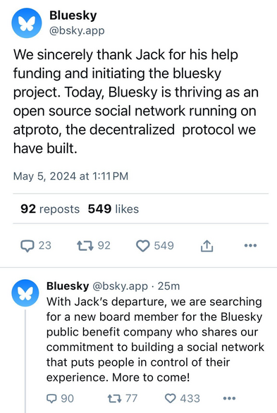 Bluesky confirms Jack Dorsey is no longer on its board