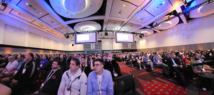 The packed room