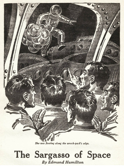 Cover der Hamilton-Story "The Sargasso of Space" (Artwork by "Wesso" alias Hans Wessolowski)