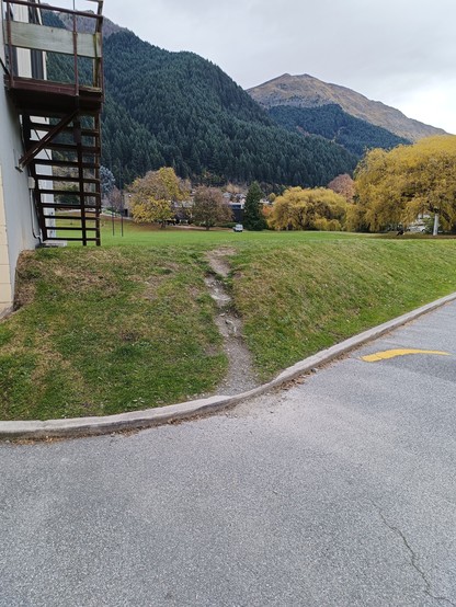 Desire line connecting the rec ground from a one way access road