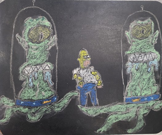 A not at all politically relevant scene from The Simpsons where Homer exposes the candidates to be space aliens 