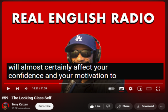 https://www.youtube.com/watch?v=0Whjjs_pSoE
#59 - The Looking Glass Self

281 views  23 Oct 2023  Real English Radio
The concept of the "looking glass self" is central to the field of sociology, particularly symbolic interactionism. Coined by Charles Horton Cooley in his work "Human Nature and the Social Order" (1902), the term captures the idea that our self-concept and self-worth are heavily influenced by how we perceive others to perceive us. If you enjoy episodes about psychology and culture then this one is definitely for you!

For access to bonus podcast episodes and our private conversation group on Discord, subscribe on Patreon 👉  

 / realenglishradio  

Find me on social media @tonykaizen (on all platforms).

🎙️ Stream Real English Radio on your podcast app 🎙️
Spotify: https://rb.gy/1dgqp
Apple: https://rb.gy/2aokp
Google: https://rb.gy/5x650
RSS feed: https://rb.gy/5n5g6
