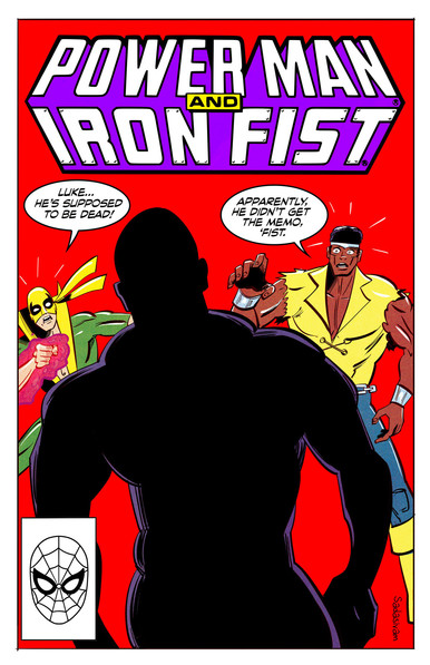 Power Man and Iron Fist are surprised to see a mysterious supervillain, thought dead, who appears before them. A homage to old 80’s Marvel comics.