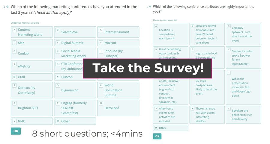 Rand's Typeform survey on marketing events