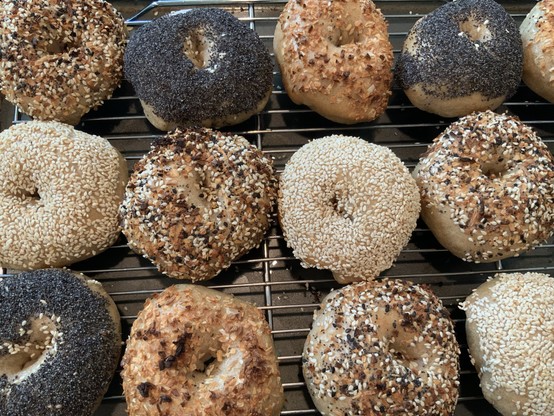 Bagels on the cooling rack