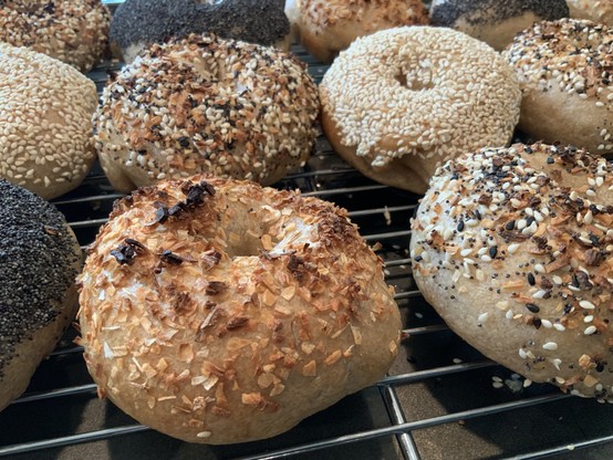 Bagels on the cooling rack