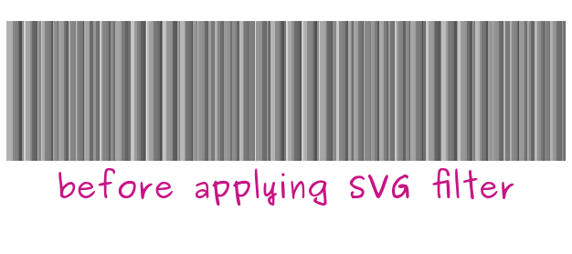 Result of stacking prime-number of pixels size linear gradients, before applying the SVG filter: random-looking semitransparent vertical slightly blurry lines pattern.